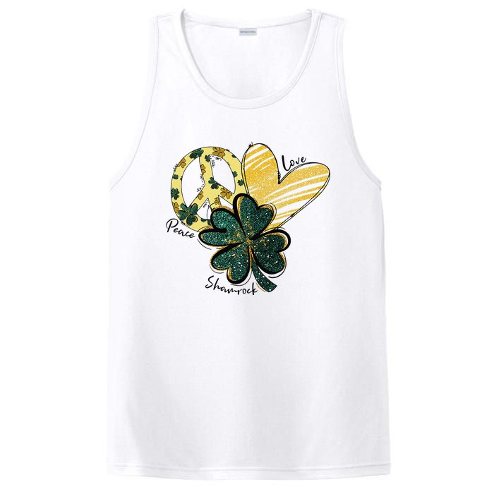 Peace Love Shamrock Leopard Irish Shamrocks St Patrick's Day PosiCharge Competitor Tank