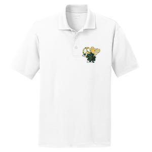 Peace Love Shamrock Leopard Irish Shamrocks St Patrick's Day PosiCharge RacerMesh Polo