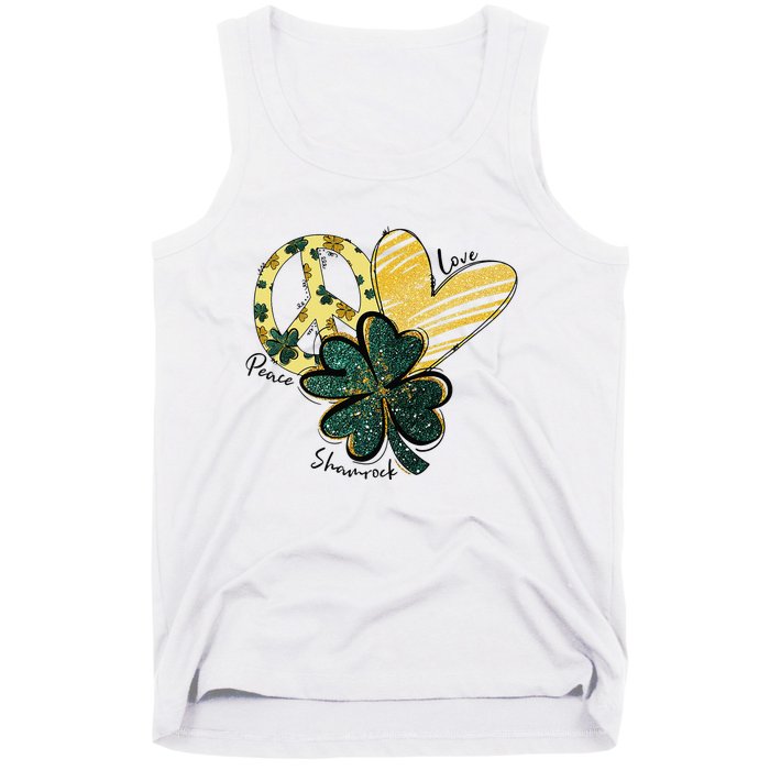 Peace Love Shamrock Leopard Irish Shamrocks St Patrick's Day Tank Top