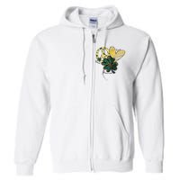 Peace Love Shamrock Leopard Irish Shamrocks St Patrick's Day Full Zip Hoodie