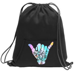 Pogue Life Shaka Hand Hang Loose Tie Dye Pattern Sweatshirt Cinch Pack Bag