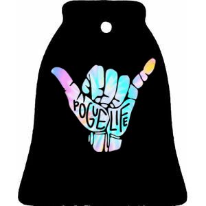 Pogue Life Shaka Hand Hang Loose Tie Dye Pattern Ceramic Bell Ornament