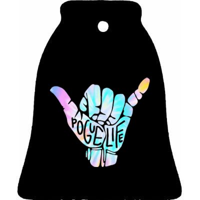 Pogue Life Shaka Hand Hang Loose Tie Dye Pattern Ceramic Bell Ornament