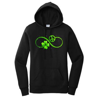 Peace Love Shamrock Irish Happy St Patrick's Day Women's Pullover Hoodie