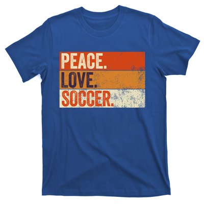 Peace Love Soccer Funny Mother Father Soccer Lover Vintage Gift T-Shirt