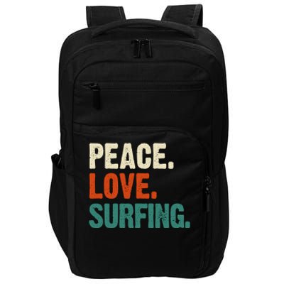 Peace Love Surfing Funny Mother Father Surfing Lover Vintage Gift Impact Tech Backpack