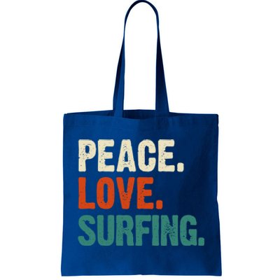 Peace Love Surfing Funny Mother Father Surfing Lover Vintage Gift Tote Bag