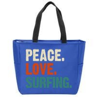 Peace Love Surfing Funny Mother Father Surfing Lover Vintage Gift Zip Tote Bag