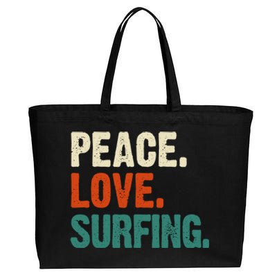 Peace Love Surfing Funny Mother Father Surfing Lover Vintage Gift Cotton Canvas Jumbo Tote