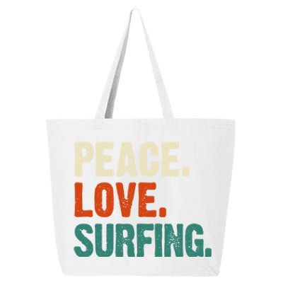 Peace Love Surfing Funny Mother Father Surfing Lover Vintage Gift 25L Jumbo Tote