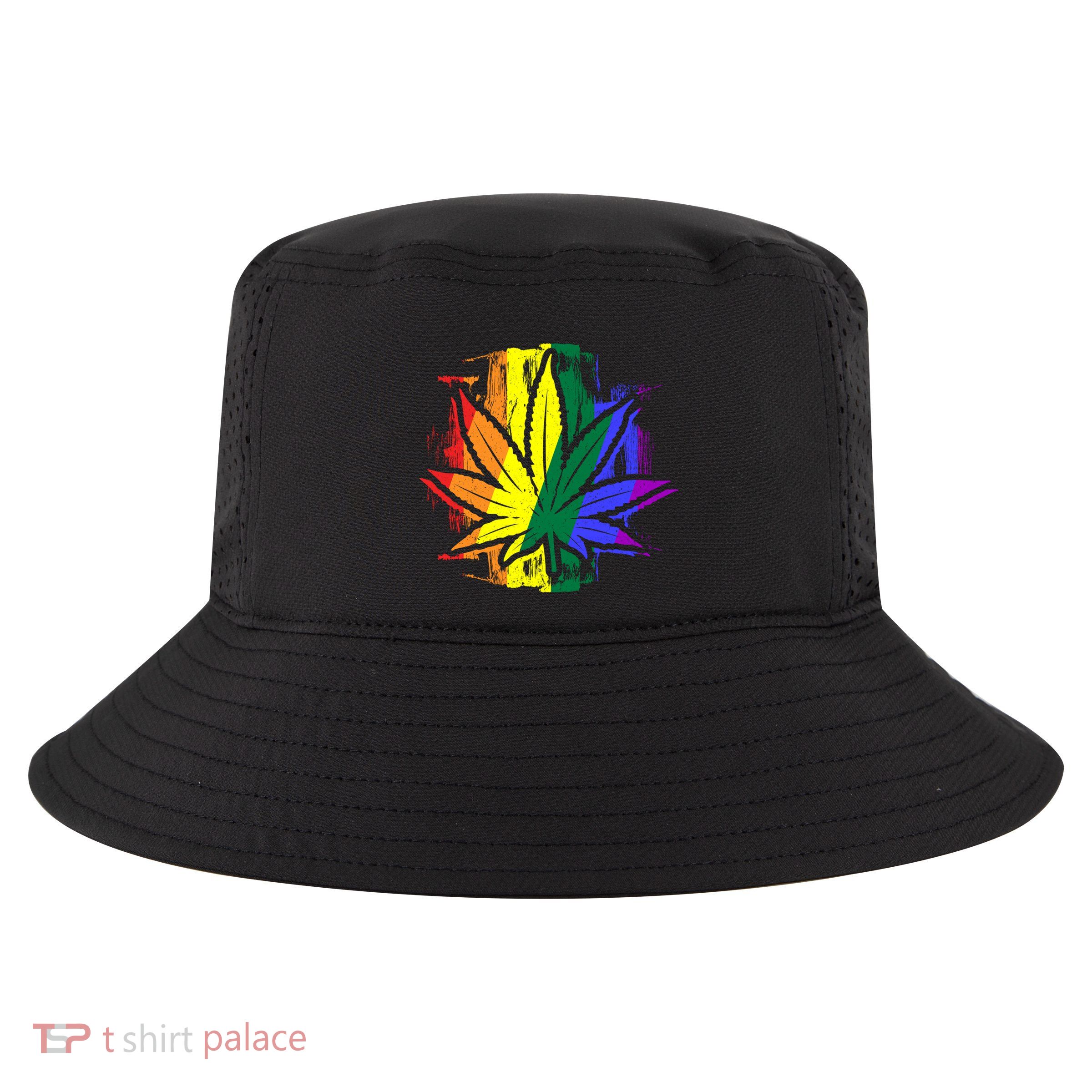 Pride Lgbtq Stoner Pot Leaf Rainbow Flag Funny Gift Cool Comfort Performance Bucket Hat