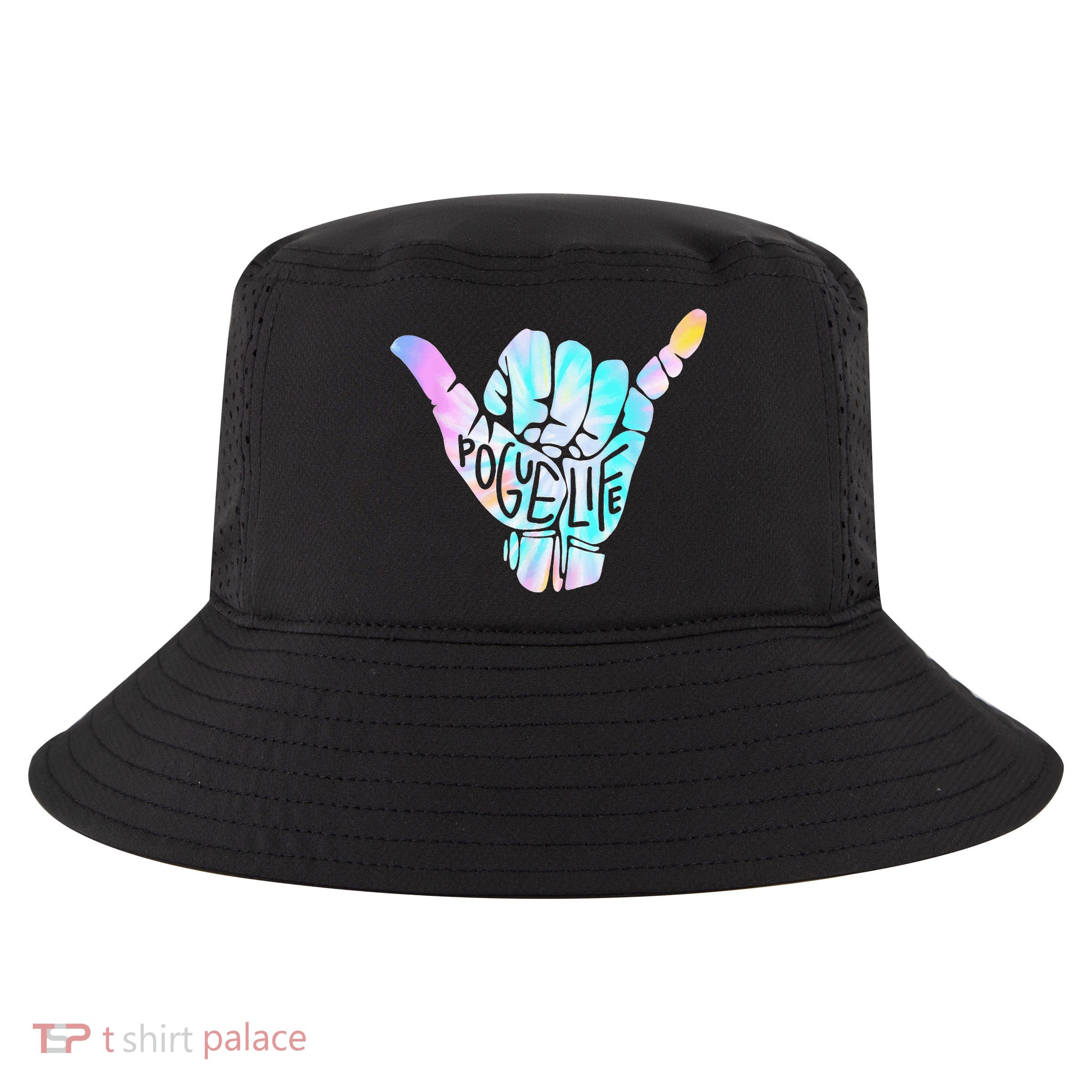 Pogue Life Shaka Hand Hang Loose Tie Dye Pattern Cool Comfort Performance Bucket Hat