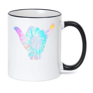 Pogue Life Shaka Hand Hang Loose Tie Dye Pattern 11oz Black Color Changing Mug