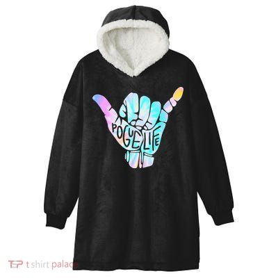 Pogue Life Shaka Hand Hang Loose Tie Dye Pattern Hooded Wearable Blanket