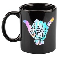Pogue Life Shaka Hand Hang Loose Tie Dye Pattern 11oz C Handle Ceramic Mug