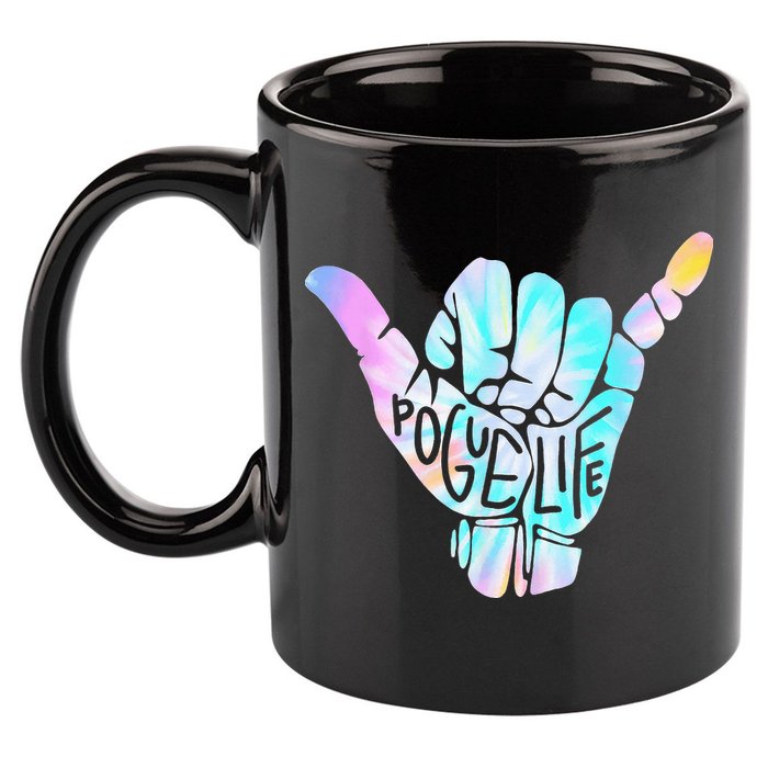 Pogue Life Shaka Hand Hang Loose Tie Dye Pattern 11oz C Handle Ceramic Mug