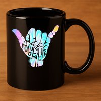 Pogue Life Shaka Hand Hang Loose Tie Dye Pattern 11oz C Handle Ceramic Mug