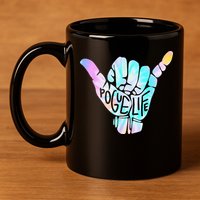 Pogue Life Shaka Hand Hang Loose Tie Dye Pattern 11oz C Handle Ceramic Mug