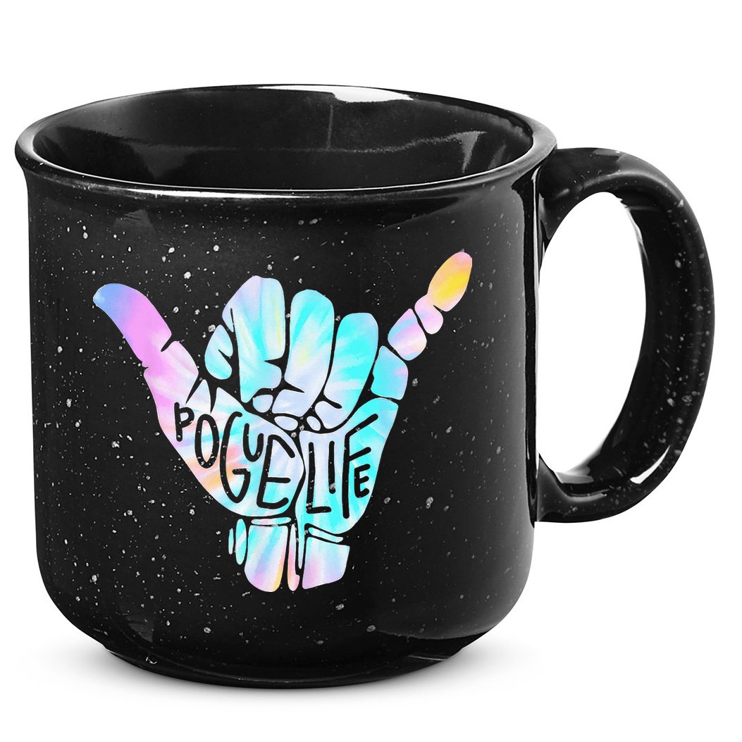 Pogue Life Shaka Hand Hang Loose Tie Dye Pattern 15oz Campfire Ceramic Mug