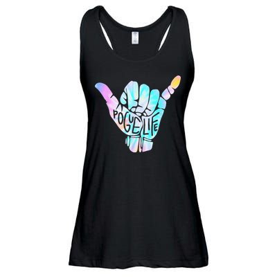 Pogue Life Shaka Hand Hang Loose Tie Dye Pattern Ladies Essential Flowy Tank