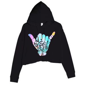 Pogue Life Shaka Hand Hang Loose Tie Dye Pattern Crop Fleece Hoodie