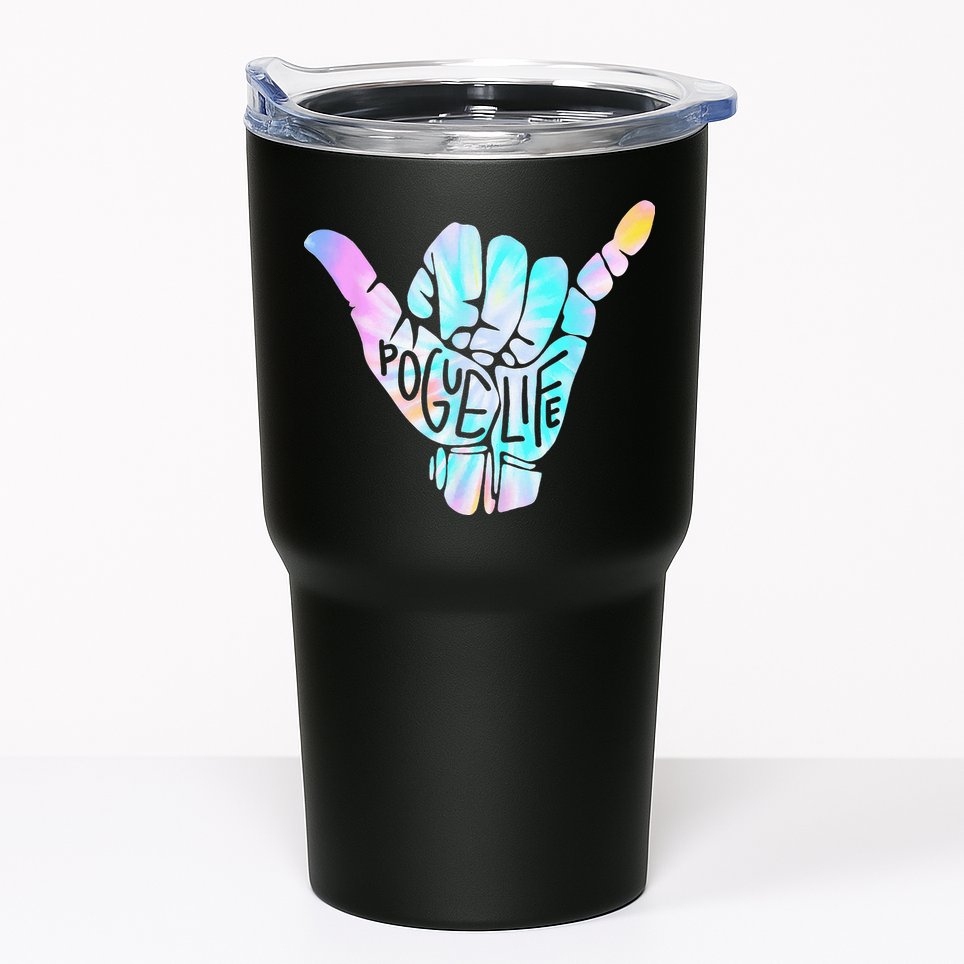 Pogue Life Shaka Hand Hang Loose Tie Dye Pattern Tumbler