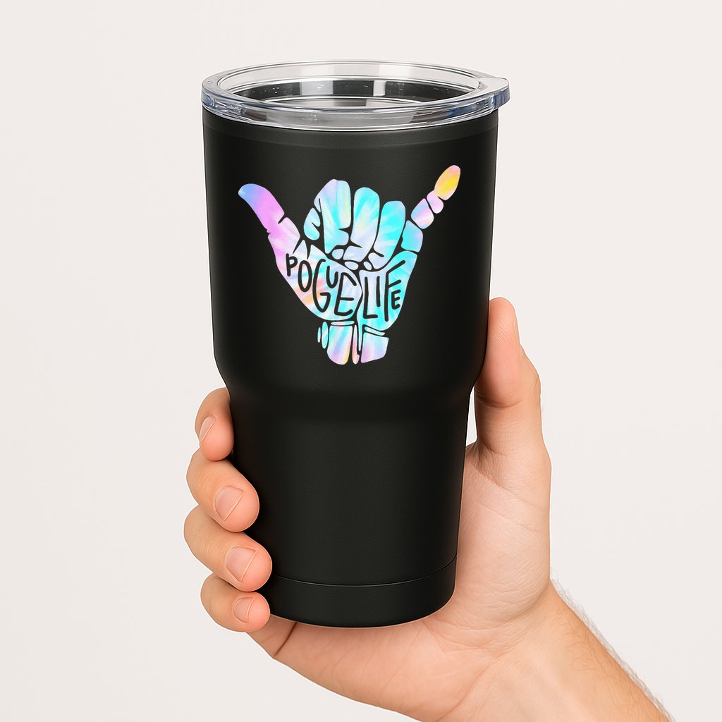 Pogue Life Shaka Hand Hang Loose Tie Dye Pattern Tumbler