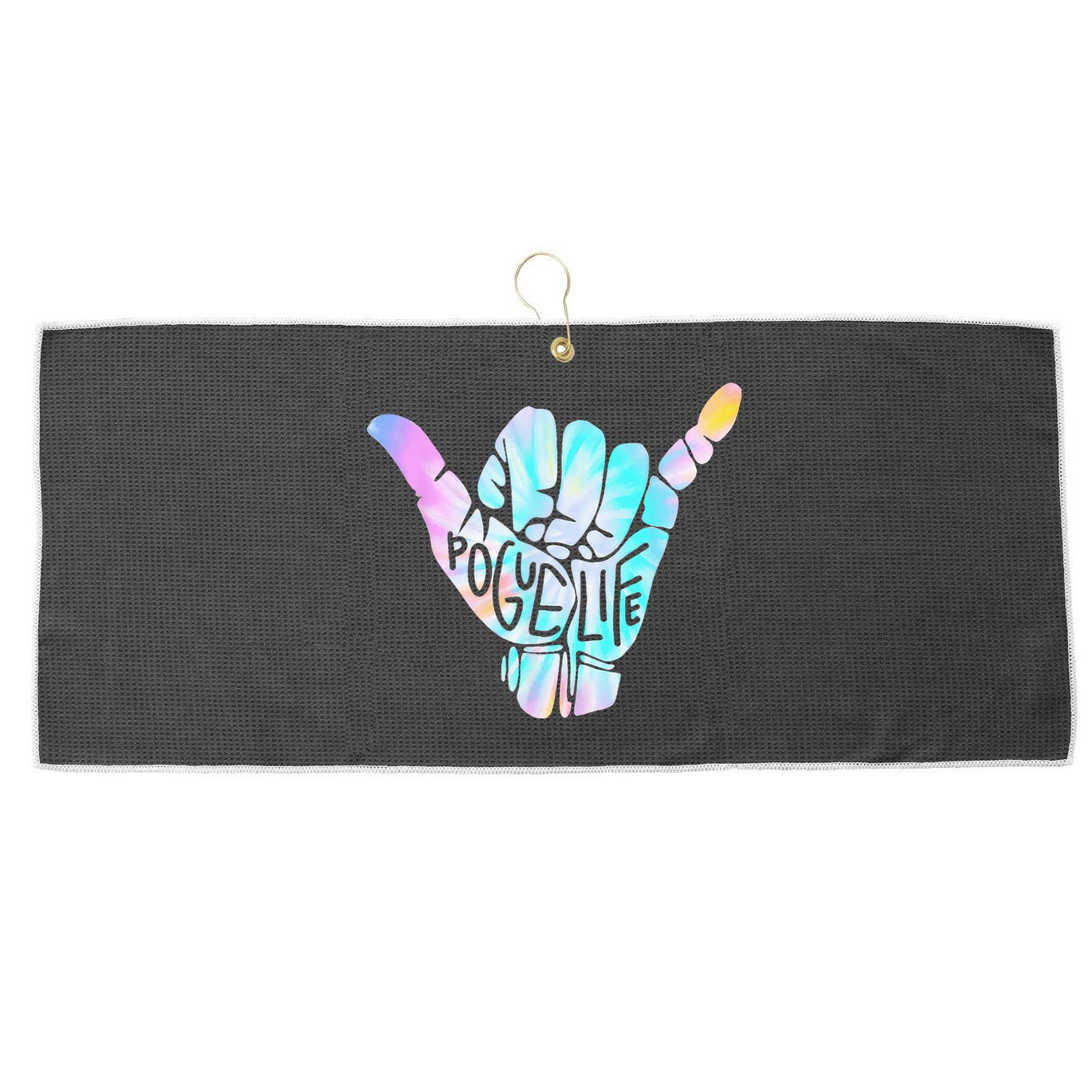 Pogue Life Shaka Hand Hang Loose Tie Dye Pattern Large Microfiber Waffle Golf Towel