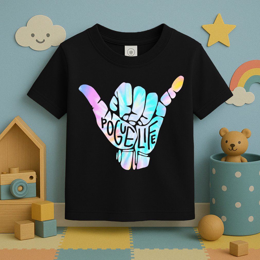 Pogue Life Shaka Hand Hang Loose Tie Dye Pattern Toddler T-Shirt