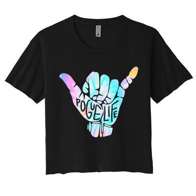 Pogue Life Shaka Hand Hang Loose Tie Dye Pattern Crop Top