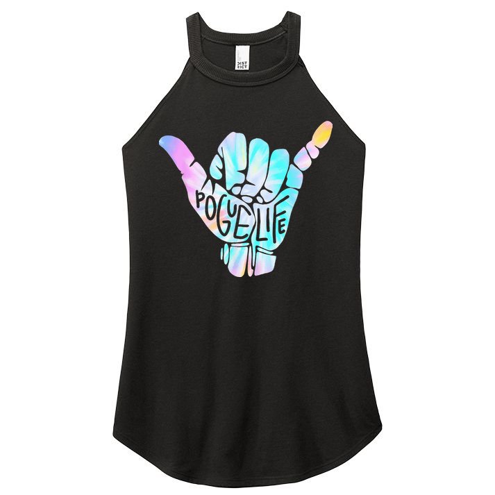 Pogue Life Shaka Hand Hang Loose Tie Dye Pattern Women's Perfect Tri Rocker Tank