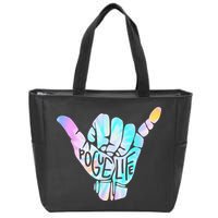 Pogue Life Shaka Hand Hang Loose Tie Dye Pattern Zip Tote Bag