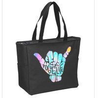 Pogue Life Shaka Hand Hang Loose Tie Dye Pattern Zip Tote Bag