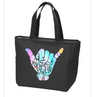 Pogue Life Shaka Hand Hang Loose Tie Dye Pattern Zip Tote Bag
