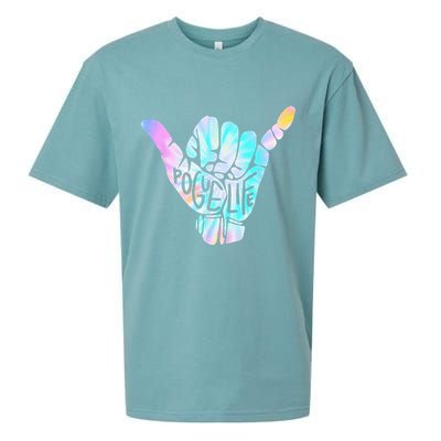 Pogue Life Shaka Hand Hang Loose Tie Dye Pattern Sueded Cloud Jersey T-Shirt