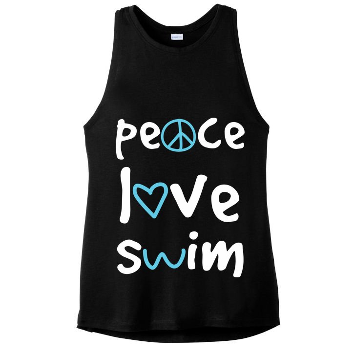 Peace Love Swim Cute Gift Swimmer Gift Love To Swim Ladies PosiCharge Tri-Blend Wicking Tank