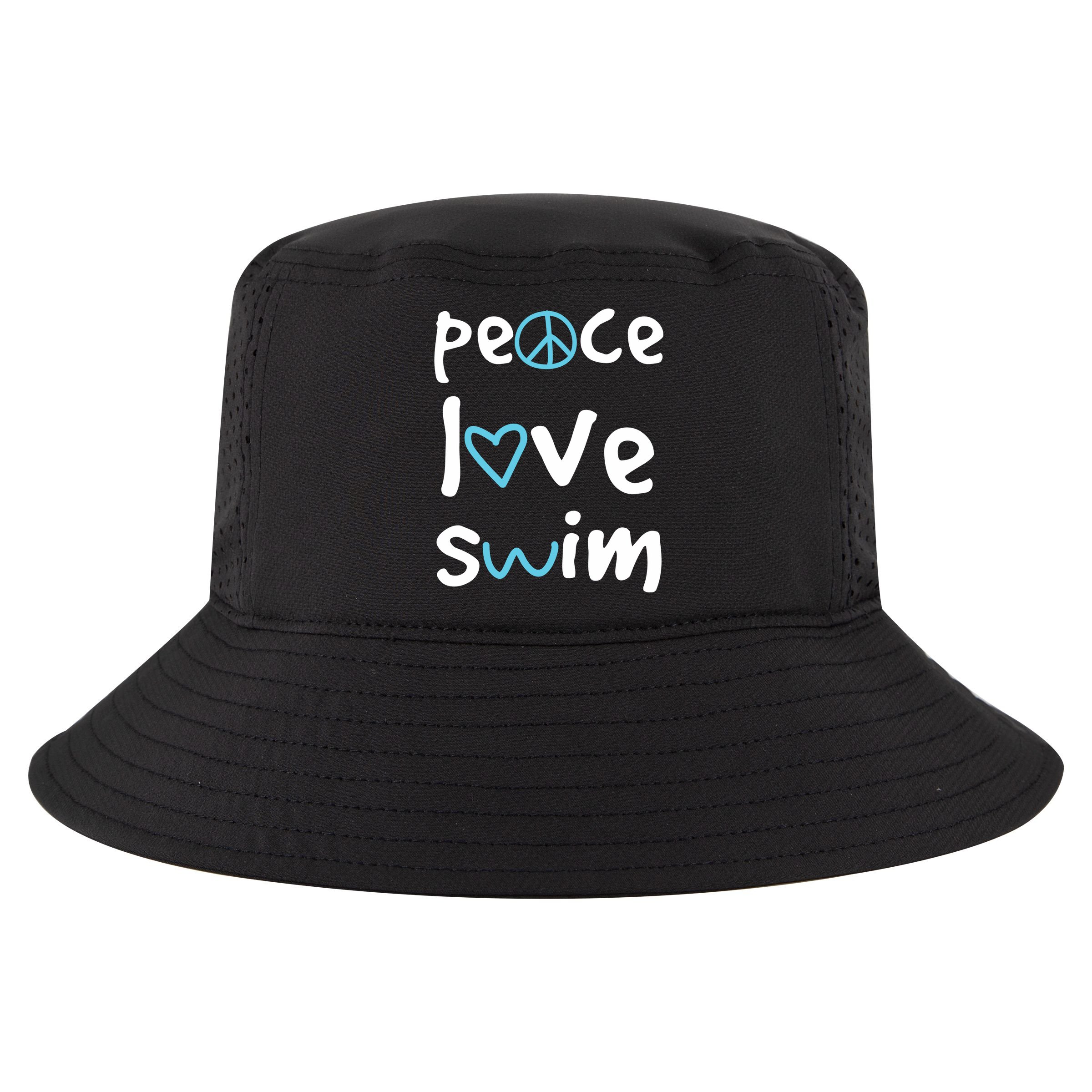 Peace Love Swim Cute Gift Swimmer Gift Love To Swim Cool Comfort Performance Bucket Hat