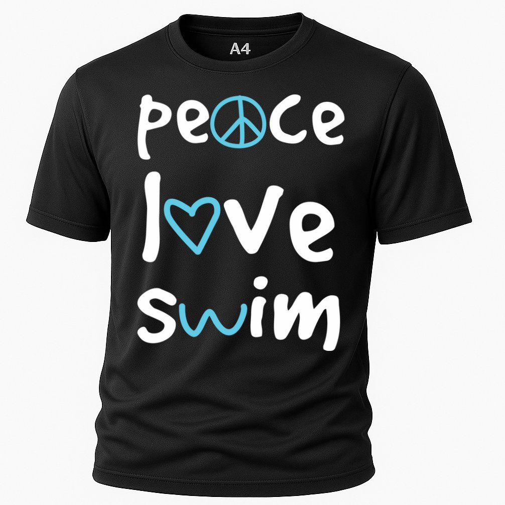 Peace Love Swim Cute Gift Swimmer Gift Love To Swim Performance Shirt