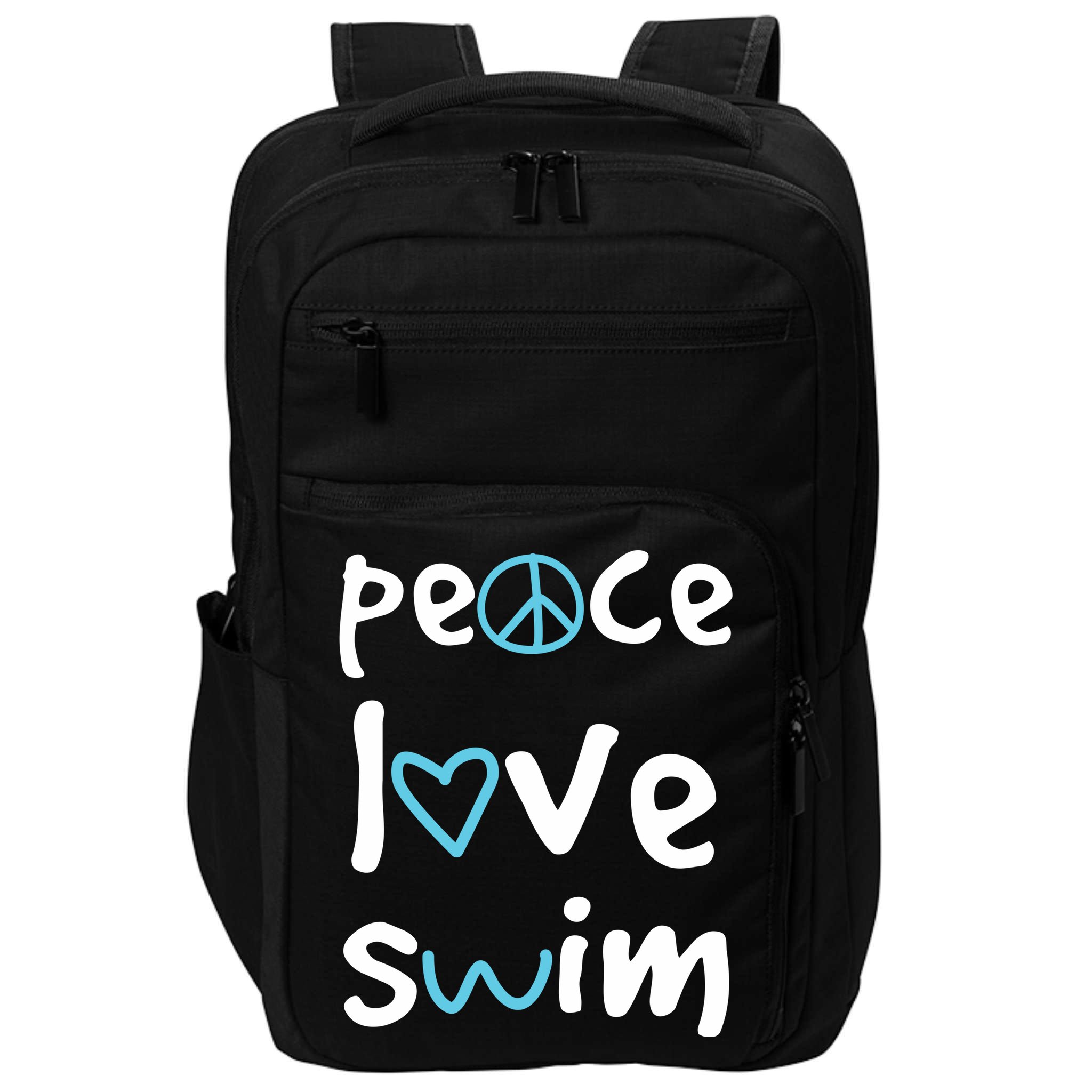 Peace Love Swim Cute Gift Swimmer Gift Love To Swim Impact Tech Backpack