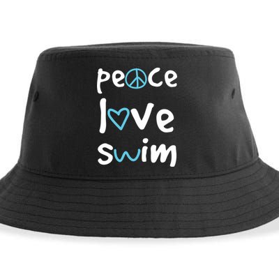 Peace Love Swim Cute Gift Swimmer Gift Love To Swim Sustainable Bucket Hat