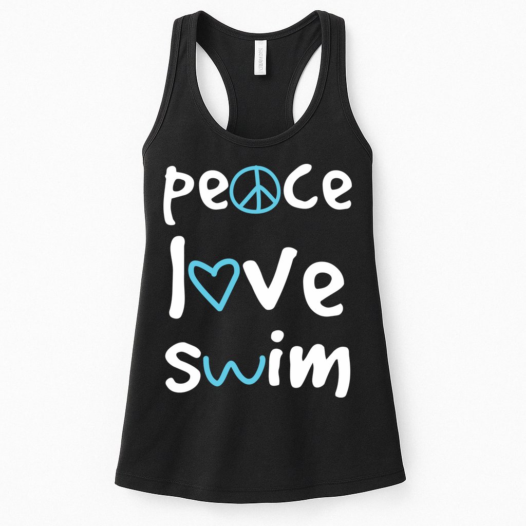Peace Love Swim Cute Gift Swimmer Gift Love To Swim Womens Tank Top