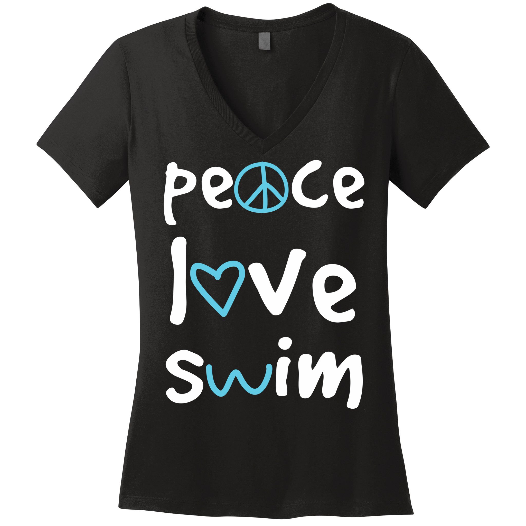 Peace Love Swim Cute Gift Swimmer Gift Love To Swim Women's V-Neck T-Shirt
