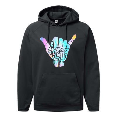 Pogue Life Shaka Hand Hang Loose Tie Dye Pattern Performance Fleece Hoodie