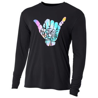 Pogue Life Shaka Hand Hang Loose Tie Dye Pattern Cooling Performance Long Sleeve Crew