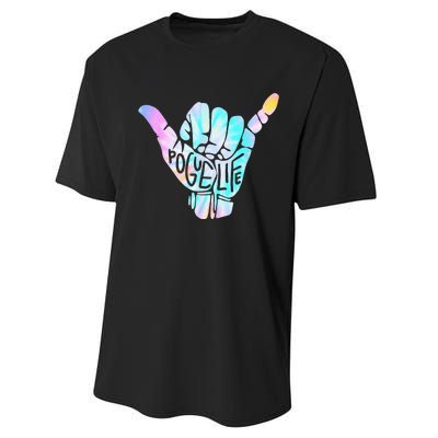 Pogue Life Shaka Hand Hang Loose Tie Dye Pattern Performance Sprint T-Shirt