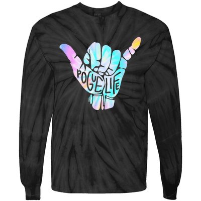 Pogue Life Shaka Hand Hang Loose Tie Dye Pattern Tie-Dye Long Sleeve Shirt