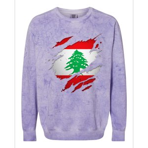 Proud Lebanese Shirts Torn Ripped Lebanon Flag Colorblast Crewneck Sweatshirt