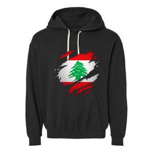 Proud Lebanese Shirts Torn Ripped Lebanon Flag Garment-Dyed Fleece Hoodie