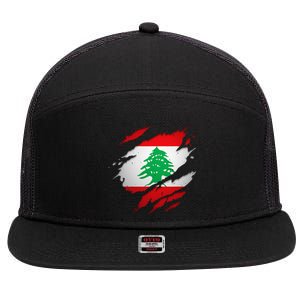 Proud Lebanese Shirts Torn Ripped Lebanon Flag 7 Panel Mesh Trucker Snapback Hat