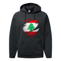 Proud Lebanese Shirts Torn Ripped Lebanon Flag Performance Fleece Hoodie